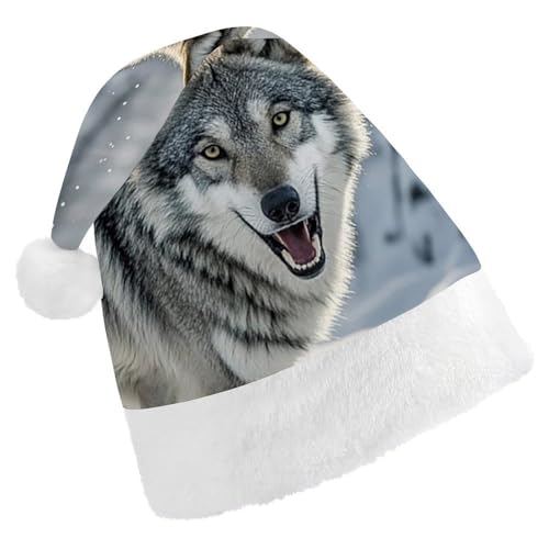 FHECVBN Weihnachtsmütze für Erwachsene, Howling Wolf, bedruckt, Weihnachtsmannmütze, Weihnachtsmütze für Uni, Neujahr, festliche Party FHECVBN Weihnachtsmütze für Erwachsene, Howling Wolf, bedruckt, Weihnachtsmannmütze, Weihnachtsmütze für Uni, Neujahr, festliche Party von FHECVBN