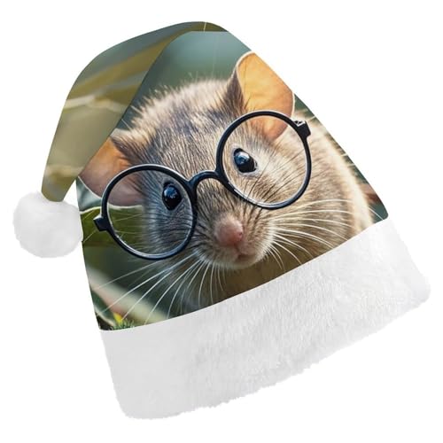 FHECVBN Weihnachtsmütze für Erwachsene, Meerschweinchen-Maus mit Brille, bedruckt, Weihnachtsmannmütze, Weihnachtsmütze für Uni, Neujahr, festliche Party FHECVBN Weihnachtsmütze für Erwachsene, Meerschweinchen-Maus mit Brille, bedruckt, Weihnachtsmannmütze, Weihnachtsmütze für Uni, Neujahr, festliche Party von FHECVBN