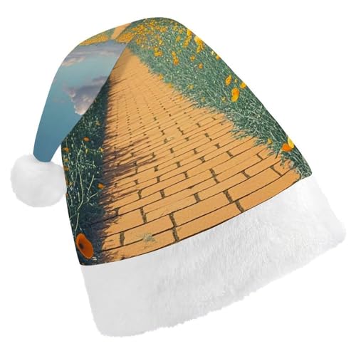 FHECVBN Weihnachtsmütze für Erwachsene, Mohnblumenfeld, gelbe Ziegelstraße, bedruckt, Weihnachtsmannmütze, Weihnachtsmütze für Uni, Neujahr, festliche Party FHECVBN Weihnachtsmütze für Erwachsene, Mohnblumenfeld, gelbe Ziegelstraße, bedruckt, Weihnachtsmannmütze, Weihnachtsmütze für Uni, Neujahr, festliche Party von FHECVBN