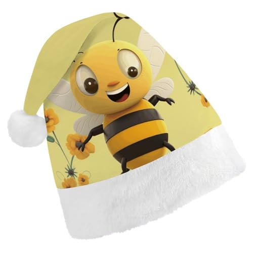 FHECVBN Weihnachtsmütze für Erwachsene, Motiv: Happy Bee, bedruckt, Weihnachtsmannmütze, Weihnachtsmütze für Uni, Neujahr, festliche Party FHECVBN Weihnachtsmütze für Erwachsene, Motiv: Happy Bee, bedruckt, Weihnachtsmannmütze, Weihnachtsmütze für Uni, Neujahr, festliche Party von FHECVBN