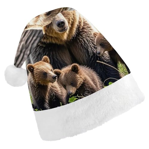 FHECVBN Weihnachtsmütze für Erwachsene, Motiv: Mutter Bär und ihre Jungen, bedruckt, Weihnachtsmannmütze, Weihnachtsmütze für Uni, Neujahr, festliche Party FHECVBN Weihnachtsmütze für Erwachsene, Motiv: Mutter Bär und ihre Jungen, bedruckt, Weihnachtsmannmütze, Weihnachtsmütze für Uni, Neujahr, festliche Party von FHECVBN