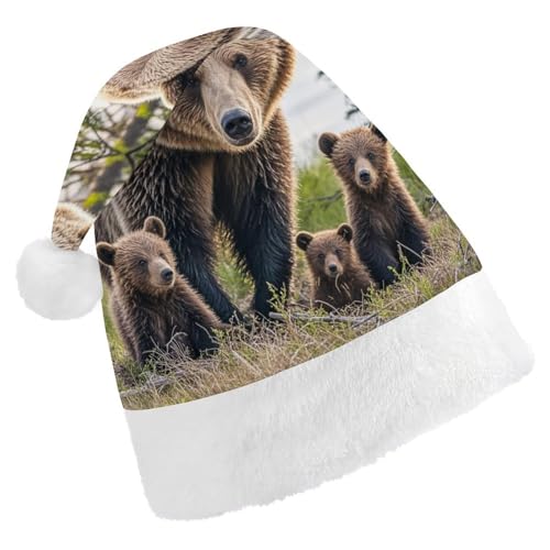FHECVBN Weihnachtsmütze für Erwachsene, Motiv: Mutter Bär und ihre Jungen, bedruckt, Weihnachtsmannmütze, Weihnachtsmütze für Uni, Neujahr, festliche Party FHECVBN Weihnachtsmütze für Erwachsene, Motiv: Mutter Bär und ihre Jungen, bedruckt, Weihnachtsmannmütze, Weihnachtsmütze für Uni, Neujahr, festliche Party von FHECVBN