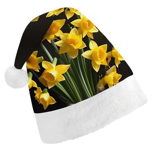 FHECVBN Weihnachtsmütze für Erwachsene, Motiv: Narzissenstrauß bedruckt, Weihnachtsmannmütze, Weihnachtsmütze für Uni, Neujahr, festliche Party FHECVBN Weihnachtsmütze für Erwachsene, Motiv: Narzissenstrauß bedruckt, Weihnachtsmannmütze, Weihnachtsmütze für Uni, Neujahr, festliche Party von FHECVBN