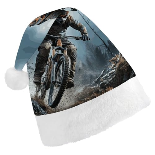 FHECVBN Weihnachtsmütze für Erwachsene, Mountainbike-Turnier-Druck, Weihnachtsmannmütze, Uni, Neujahr, festliche Party FHECVBN Weihnachtsmütze für Erwachsene, Mountainbike-Turnier-Druck, Weihnachtsmannmütze, Uni, Neujahr, festliche Party von FHECVBN