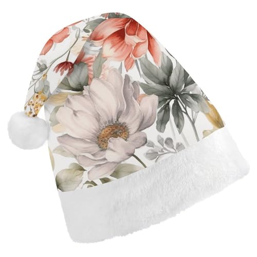 FHECVBN Weihnachtsmütze für Erwachsene, Pastell-Blumenmuster, bedruckt, Weihnachtsmannmütze, Weihnachtsmütze für Uni, Neujahr, festliche Party FHECVBN Weihnachtsmütze für Erwachsene, Pastell-Blumenmuster, bedruckt, Weihnachtsmannmütze, Weihnachtsmütze für Uni, Neujahr, festliche Party von FHECVBN