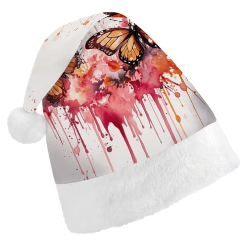 FHECVBN Weihnachtsmütze für Erwachsene, Schmetterling, Tropfspray, Aquarell, bedruckt, Weihnachtsmannmütze, Weihnachtsmütze für Uni, Neujahr, festliche Party FHECVBN Weihnachtsmütze für Erwachsene, Schmetterling, Tropfspray, Aquarell, bedruckt, Weihnachtsmannmütze, Weihnachtsmütze für Uni, Neujahr, festliche Party von FHECVBN