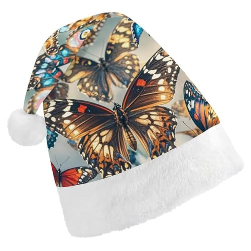 FHECVBN Weihnachtsmütze für Erwachsene, Schmetterlinge, bedruckt, Weihnachtsmannmütze, Weihnachtsmütze für Uni, Neujahr, festliche Party FHECVBN Weihnachtsmütze für Erwachsene, Schmetterlinge, bedruckt, Weihnachtsmannmütze, Weihnachtsmütze für Uni, Neujahr, festliche Party von FHECVBN