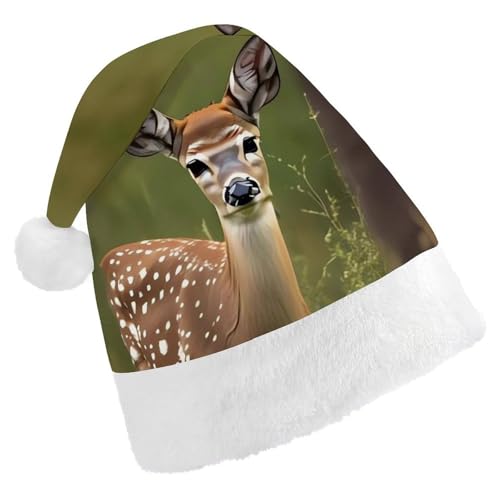 FHECVBN Weihnachtsmütze für Erwachsene, Weißschwanz, Rehkitz in der Wildnis, Hirsch, bedruckt, Weihnachtsmannmütze, Weihnachtsmütze für Uni, Neujahr, festliche Party FHECVBN Weihnachtsmütze für Erwachsene, Weißschwanz, Rehkitz in der Wildnis, Hirsch, bedruckt, Weihnachtsmannmütze, Weihnachtsmütze für Uni, Neujahr, festliche Party von FHECVBN