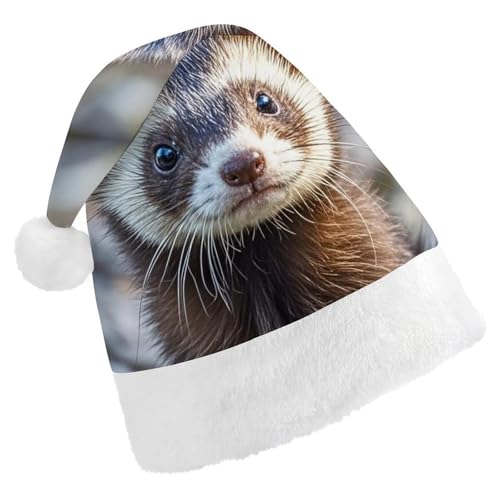 FHECVBN Weihnachtsmütze für Erwachsene, behaartes Frettchen, bedruckt, Weihnachtsmannmütze, Uni, Neujahr, festliche Party FHECVBN Weihnachtsmütze für Erwachsene, behaartes Frettchen, bedruckt, Weihnachtsmannmütze, Uni, Neujahr, festliche Party von FHECVBN