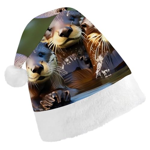 FHECVBN Weihnachtsmütze für Erwachsene, drei braune Otter, bedruckt, Weihnachtsmannmütze, Weihnachtsmütze für Uni, Neujahr, festliche Party FHECVBN Weihnachtsmütze für Erwachsene, drei braune Otter, bedruckt, Weihnachtsmannmütze, Weihnachtsmütze für Uni, Neujahr, festliche Party von FHECVBN