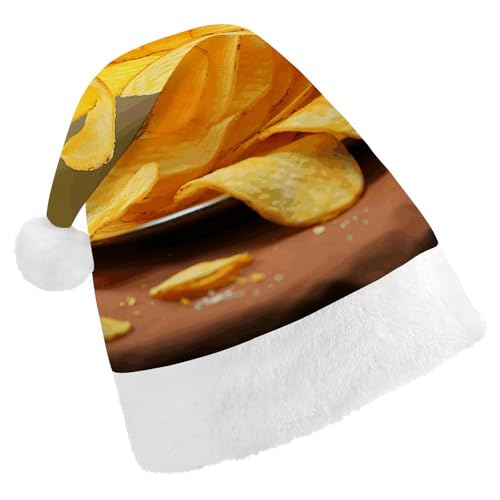 FHECVBN Weihnachtsmütze für Erwachsene, mit Kartoffelchips, bedruckt, Weihnachtsmannmütze, Uni, Neujahr, festliche Party FHECVBN Weihnachtsmütze für Erwachsene, mit Kartoffelchips, bedruckt, Weihnachtsmannmütze, Uni, Neujahr, festliche Party von FHECVBN