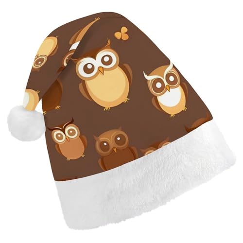 FHECVBN Weihnachtsmütze für Erwachsene, niedlich, braun, Cartoon-Eule, bedruckt, Weihnachtsmannmütze, Weihnachtsmütze für Uni, Neujahr, festliche Party FHECVBN Weihnachtsmütze für Erwachsene, niedlich, braun, Cartoon-Eule, bedruckt, Weihnachtsmannmütze, Weihnachtsmütze für Uni, Neujahr, festliche Party von FHECVBN