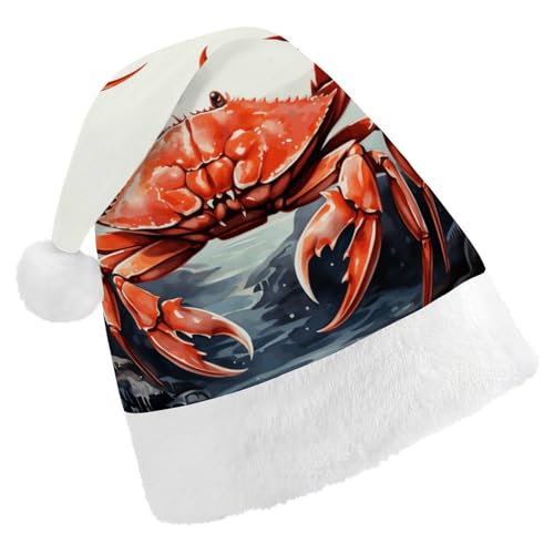 FHECVBN Weihnachtsmütze für Erwachsene, rote Krabbe, Meer, bedruckt, Weihnachtsmannmütze, Weihnachtsmütze für Uni, Neujahr, festliche Party FHECVBN Weihnachtsmütze für Erwachsene, rote Krabbe, Meer, bedruckt, Weihnachtsmannmütze, Weihnachtsmütze für Uni, Neujahr, festliche Party von FHECVBN