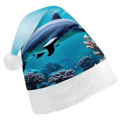 FHECVBN Weihnachtsmütze für Erwachsene, schöne Unterwasserwelt, Delfine, Koralle, bedruckt, Weihnachtsmannmütze, Weihnachtsmütze für Uni, Neujahr, festliche Party FHECVBN Weihnachtsmütze für Erwachsene, schöne Unterwasserwelt, Delfine, Koralle, bedruckt, Weihnachtsmannmütze, Weihnachtsmütze für Uni, Neujahr, festliche Party von FHECVBN