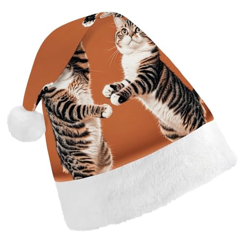 FHECVBN Weihnachtsmütze für Erwachsene, zwei Katzen, tanzend, bedruckt, Weihnachtsmannmütze, Weihnachtsmütze für Uni, Neujahr, festliche Party FHECVBN Weihnachtsmütze für Erwachsene, zwei Katzen, tanzend, bedruckt, Weihnachtsmannmütze, Weihnachtsmütze für Uni, Neujahr, festliche Party von FHECVBN