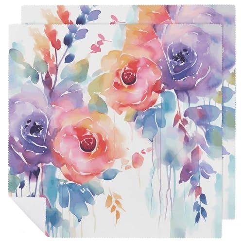 Stoffservietten, saugfähig, 2 Stück, waschbare Servietten, Aquarell, Blumenmuster, dekorative Stoffservietten, Tischzubehör für Partys, Hochzeiten, Cocktails Stoffservietten, saugfähig, 2 Stück, waschbare Servietten, Aquarell, Blumenmuster, dekorative Stoffservietten, Tischzubehör für Partys, Hochzeiten, Cocktails von FHECVBN