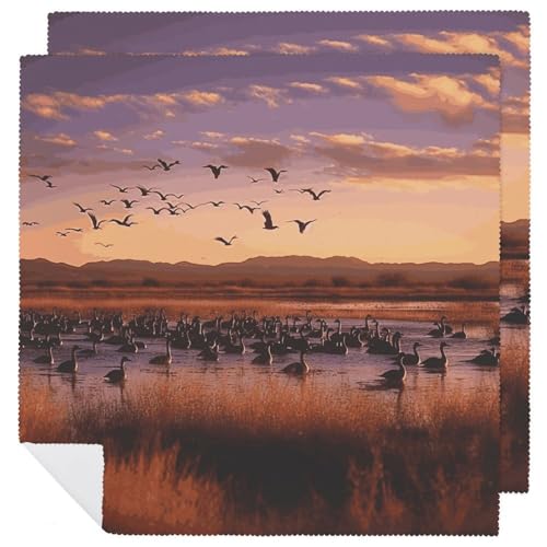Stoffservietten, saugfähig, 2 Stück, waschbare Servietten, Bosque del Apache, Wildtiere, dekorative Stoffserviette, Tischzubehör für Partys, Hochzeiten, Cocktails Stoffservietten, saugfähig, 2 Stück, waschbare Servietten, Bosque del Apache, Wildtiere, dekorative Stoffserviette, Tischzubehör für Partys, Hochzeiten, Cocktails von FHECVBN