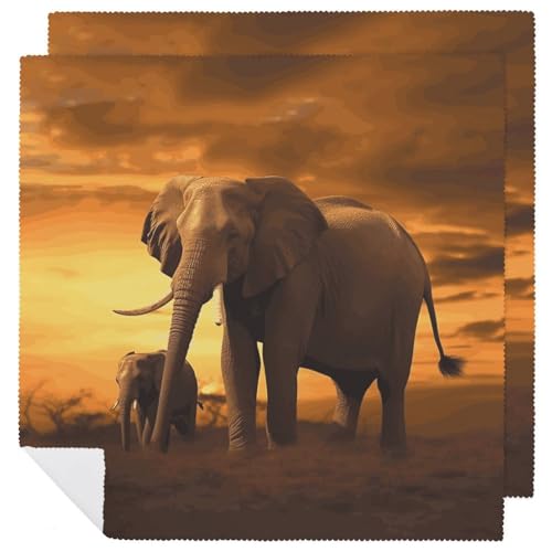 Stoffservietten, saugfähig, 2 Stück, waschbare Servietten, Elefant, dekorative Stoffserviette, Tischzubehör für Partys, Hochzeiten, Cocktails von FHECVBN