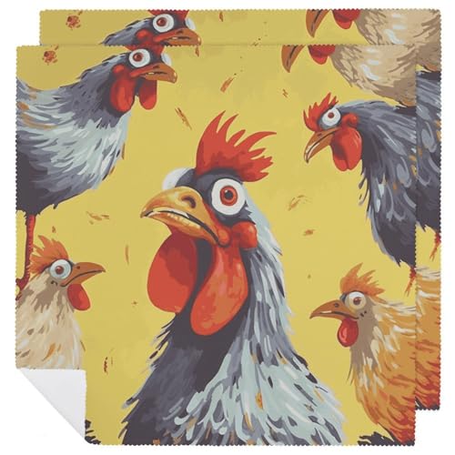 Stoffservietten, saugfähig, 2 Stück, waschbare Servietten, Kunst, Huhnmalerei, dekorative Stoffserviette, Tischzubehör für Partys, Hochzeiten, Cocktails Stoffservietten, saugfähig, 2 Stück, waschbare Servietten, Kunst, Huhnmalerei, dekorative Stoffserviette, Tischzubehör für Partys, Hochzeiten, Cocktails von FHECVBN