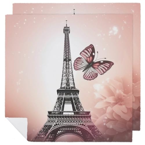 Stoffservietten, saugfähig, 2 Stück, waschbare Servietten, Paris und Schmetterling, dekorative Stoffservietten, Tischzubehör für Partys, Hochzeiten, Cocktails Stoffservietten, saugfähig, 2 Stück, waschbare Servietten, Paris und Schmetterling, dekorative Stoffservietten, Tischzubehör für Partys, Hochzeiten, Cocktails von FHECVBN