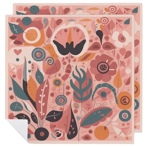 Stoffservietten, saugfähig, 2 Stück, waschbare Servietten, Pflanzenelemente, Muster, dekorative Stoffserviette, Tischzubehör für Partys, Hochzeiten, Cocktails von FHECVBN