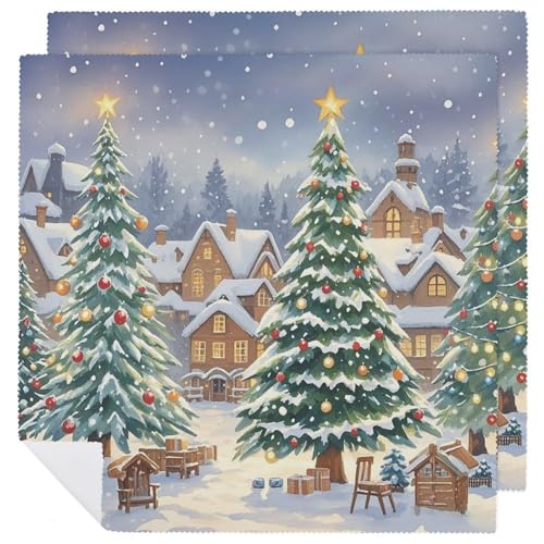 Stoffservietten, saugfähig, 2 Stück, waschbare Servietten, Weihnachtsbaum, Stadt, dekorative Stoffserviette, Tischzubehör für Partys, Hochzeiten, Cocktails Stoffservietten, saugfähig, 2 Stück, waschbare Servietten, Weihnachtsbaum, Stadt, dekorative Stoffserviette, Tischzubehör für Partys, Hochzeiten, Cocktails von FHECVBN