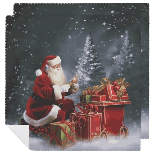 Stoffservietten, saugfähig, 2 Stück, waschbare Servietten, Weihnachtsmann, dekorative Stoffserviette, Tischzubehör für Partys, Hochzeiten, Cocktails, 2 Stück Stoffservietten, saugfähig, 2 Stück, waschbare Servietten, Weihnachtsmann, dekorative Stoffserviette, Tischzubehör für Partys, Hochzeiten, Cocktails, 2 Stück von FHECVBN