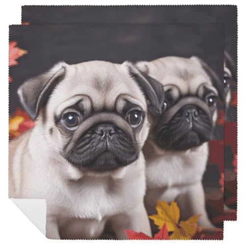 Stoffservietten, saugfähig, 2 Stück, waschbare Servietten, Welpen, Mops, dekorative Stoffserviette, Tischzubehör für Partys, Hochzeiten, Cocktails Stoffservietten, saugfähig, 2 Stück, waschbare Servietten, Welpen, Mops, dekorative Stoffserviette, Tischzubehör für Partys, Hochzeiten, Cocktails von FHECVBN