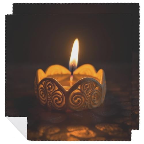 Stoffservietten, saugfähig, 2 Stück, waschbare Servietten, brennende Kerzen, dekorative Stoffserviette, Tischzubehör für Partys, Hochzeiten, Cocktails Stoffservietten, saugfähig, 2 Stück, waschbare Servietten, brennende Kerzen, dekorative Stoffserviette, Tischzubehör für Partys, Hochzeiten, Cocktails von FHECVBN