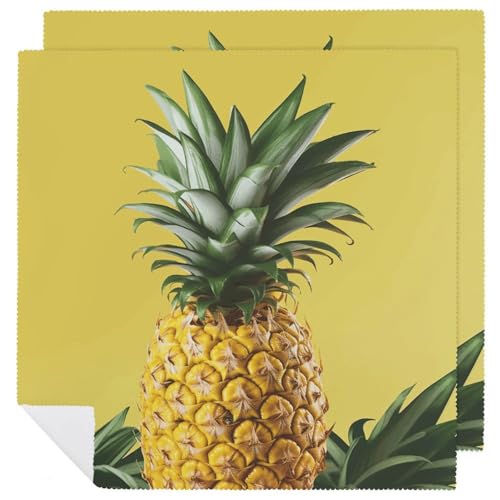 Stoffservietten, saugfähig, 2 Stück, waschbare Servietten, gelbe Ananas, dekorative Stoffserviette, Tischzubehör für Partys, Hochzeiten, Cocktails Stoffservietten, saugfähig, 2 Stück, waschbare Servietten, gelbe Ananas, dekorative Stoffserviette, Tischzubehör für Partys, Hochzeiten, Cocktails von FHECVBN
