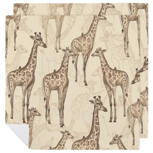 Stoffservietten, saugfähig, 2 Stück, waschbare Servietten, handgezeichnete Giraffen, dekorative Stoffserviette, Tischzubehör für Partys, Hochzeiten, Cocktails Stoffservietten, saugfähig, 2 Stück, waschbare Servietten, handgezeichnete Giraffen, dekorative Stoffserviette, Tischzubehör für Partys, Hochzeiten, Cocktails von FHECVBN