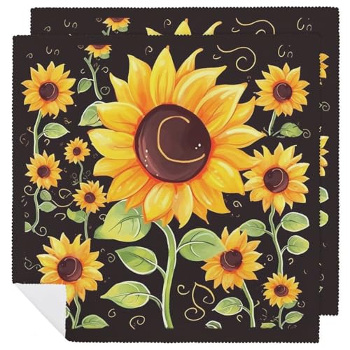 Stoffservietten, saugfähig, 2 Stück, waschbare Servietten, niedliche Sonnenblume, dekorative Stoffserviette, Tischzubehör für Partys, Hochzeiten, Cocktails Stoffservietten, saugfähig, 2 Stück, waschbare Servietten, niedliche Sonnenblume, dekorative Stoffserviette, Tischzubehör für Partys, Hochzeiten, Cocktails von FHECVBN