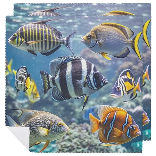 Stoffservietten, saugfähig, 2 Stück, waschbare Servietten, verschiedene Fische, dekorative Stoffservietten, Tischzubehör für Partys, Hochzeiten, Cocktails Stoffservietten, saugfähig, 2 Stück, waschbare Servietten, verschiedene Fische, dekorative Stoffservietten, Tischzubehör für Partys, Hochzeiten, Cocktails von FHECVBN