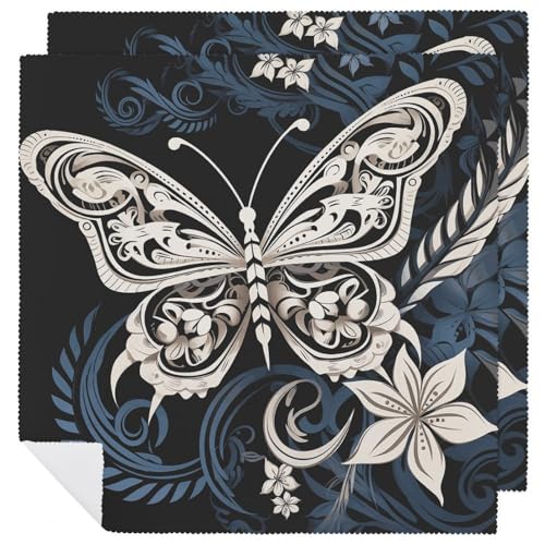 Stoffservietten, saugfähig, 2 Stück, waschbare Servietten, weiße Schmetterlinge und Stammes, dekorative Stoffservietten, Tischzubehör für Partys, Hochzeiten, Cocktails Stoffservietten, saugfähig, 2 Stück, waschbare Servietten, weiße Schmetterlinge und Stammes, dekorative Stoffservietten, Tischzubehör für Partys, Hochzeiten, Cocktails von FHECVBN