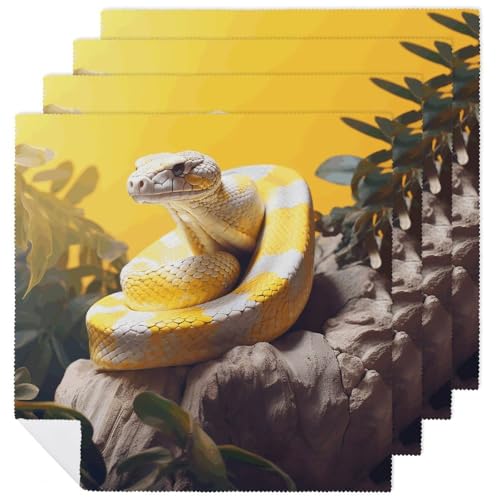 Stoffservietten, saugfähig, 4 Stück, waschbar, Python, dekorative Stoffservietten, Tischzubehör für Partys, Hochzeiten, Cocktails, Gelb und Weiß Stoffservietten, saugfähig, 4 Stück, waschbar, Python, dekorative Stoffservietten, Tischzubehör für Partys, Hochzeiten, Cocktails, Gelb und Weiß von FHECVBN