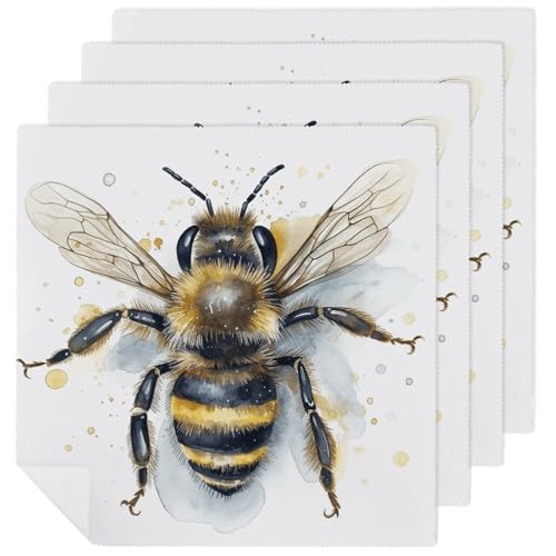 Stoffservietten, saugfähig, 4 Stück, waschbare Servietten, Aquarell, Biene, dekorative Stoffservietten, Tischzubehör für Partys, Hochzeiten, Cocktails Stoffservietten, saugfähig, 4 Stück, waschbare Servietten, Aquarell, Biene, dekorative Stoffservietten, Tischzubehör für Partys, Hochzeiten, Cocktails von FHECVBN