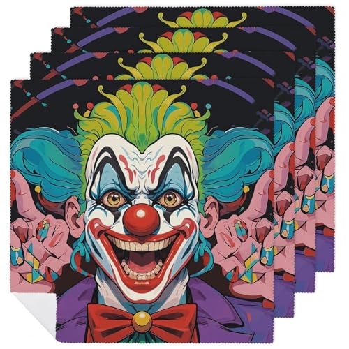 Stoffservietten, saugfähig, 4 Stück, waschbare Servietten, Clowns, dekorative Stoffservietten, Tischzubehör für Partys, Hochzeiten, Cocktails Stoffservietten, saugfähig, 4 Stück, waschbare Servietten, Clowns, dekorative Stoffservietten, Tischzubehör für Partys, Hochzeiten, Cocktails von FHECVBN