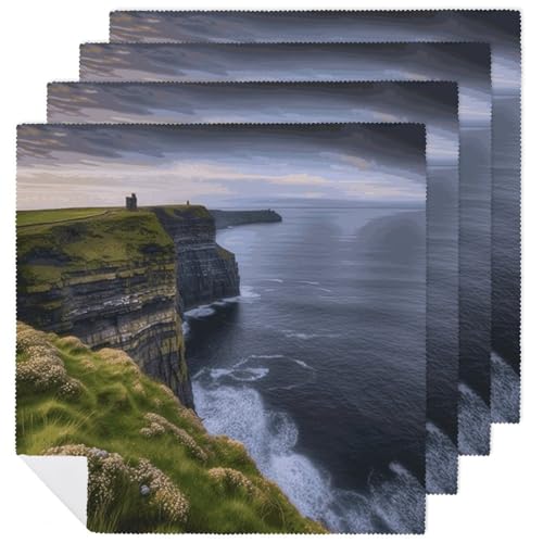 Stoffservietten, saugfähig, 4 Stück, waschbare Servietten, County Clare The Cliffs, dekorative Stoffservietten, Tischzubehör für Partys, Hochzeiten, Cocktails Stoffservietten, saugfähig, 4 Stück, waschbare Servietten, County Clare The Cliffs, dekorative Stoffservietten, Tischzubehör für Partys, Hochzeiten, Cocktails von FHECVBN