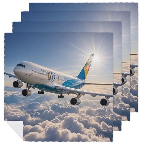 Stoffservietten, saugfähig, 4 Stück, waschbare Servietten, Flugzeug, dekorative Stoffservietten, Tischzubehör für Partys, Hochzeiten, Cocktails Stoffservietten, saugfähig, 4 Stück, waschbare Servietten, Flugzeug, dekorative Stoffservietten, Tischzubehör für Partys, Hochzeiten, Cocktails von FHECVBN