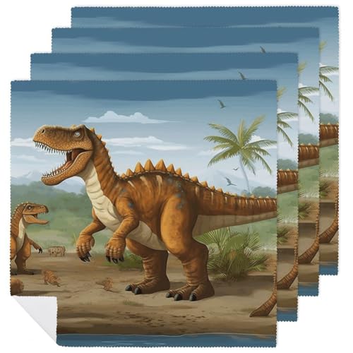 Stoffservietten, saugfähig, 4 Stück, waschbare Servietten, Jurazeit, Dinosaurier, dekorative Stoffservietten, Tischzubehör für Partys, Hochzeiten, Cocktails, 4 Stück Stoffservietten, saugfähig, 4 Stück, waschbare Servietten, Jurazeit, Dinosaurier, dekorative Stoffservietten, Tischzubehör für Partys, Hochzeiten, Cocktails, 4 Stück von FHECVBN