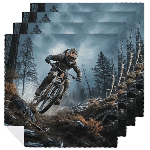 Stoffservietten, saugfähig, 4 Stück, waschbare Servietten, Mountainbike-Turniere, dekorative Stoffservietten, Tischzubehör für Partys, Hochzeiten, Cocktails Stoffservietten, saugfähig, 4 Stück, waschbare Servietten, Mountainbike-Turniere, dekorative Stoffservietten, Tischzubehör für Partys, Hochzeiten, Cocktails von FHECVBN
