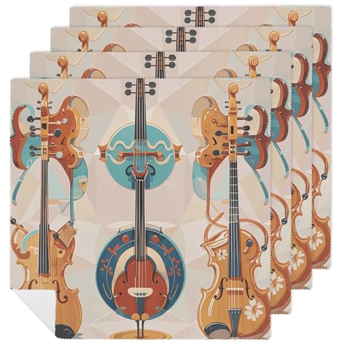 Stoffservietten, saugfähig, 4 Stück, waschbare Servietten, realistische Musikmuster, dekorative Stoffservietten, Tischzubehör für Partys, Hochzeiten, Cocktails, 4 Stück Stoffservietten, saugfähig, 4 Stück, waschbare Servietten, realistische Musikmuster, dekorative Stoffservietten, Tischzubehör für Partys, Hochzeiten, Cocktails, 4 Stück von FHECVBN