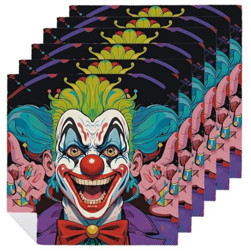 Stoffservietten, saugfähig, 6 Stück, waschbare Servietten, Clowns, dekorative Stoffservietten, Tischzubehör für Partys, Hochzeiten, Cocktails Stoffservietten, saugfähig, 6 Stück, waschbare Servietten, Clowns, dekorative Stoffservietten, Tischzubehör für Partys, Hochzeiten, Cocktails von FHECVBN