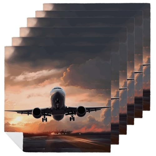 Stoffservietten, saugfähig, 6 Stück, waschbare Servietten, Flugzeugkunst, dekorative Stoffservietten, Tischzubehör für Partys, Hochzeiten, Cocktails Stoffservietten, saugfähig, 6 Stück, waschbare Servietten, Flugzeugkunst, dekorative Stoffservietten, Tischzubehör für Partys, Hochzeiten, Cocktails von FHECVBN