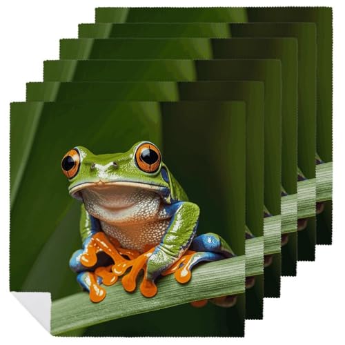 Stoffservietten, saugfähig, 6 Stück, waschbare Servietten, Friedensbaum, Frosch, dekorative Stoffservietten, Tischzubehör für Partys, Hochzeiten, Cocktails Stoffservietten, saugfähig, 6 Stück, waschbare Servietten, Friedensbaum, Frosch, dekorative Stoffservietten, Tischzubehör für Partys, Hochzeiten, Cocktails von FHECVBN