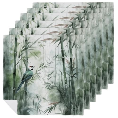 Stoffservietten, saugfähig, 6 Stück, waschbare Servietten, Motiv: grüner Vogel, dekorative Stoffserviette, Tischzubehör für Partys, Hochzeiten, Cocktails, 6 Stück Stoffservietten, saugfähig, 6 Stück, waschbare Servietten, Motiv: grüner Vogel, dekorative Stoffserviette, Tischzubehör für Partys, Hochzeiten, Cocktails, 6 Stück von FHECVBN