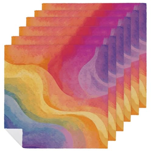 Stoffservietten, saugfähig, 6 Stück, waschbare Servietten, Regenbogenfarben, dekorative Stoffservietten, Tischzubehör für Partys, Hochzeiten, Cocktails Stoffservietten, saugfähig, 6 Stück, waschbare Servietten, Regenbogenfarben, dekorative Stoffservietten, Tischzubehör für Partys, Hochzeiten, Cocktails von FHECVBN