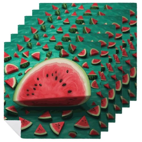 Stoffservietten, saugfähig, 6 Stück, waschbare Servietten, Traum-Wassermelone, dekorative Stoffserviette, Tischzubehör für Partys, Hochzeiten, Cocktails, 6 Stück von FHECVBN