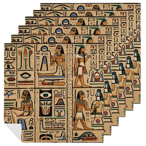 Stoffservietten, saugfähig, 6 Stück, waschbare Servietten, antike, ägyptische Hieroglyphe, dekorative Stoffserviette, Tischzubehör für Partys, Hochzeiten, Cocktails Stoffservietten, saugfähig, 6 Stück, waschbare Servietten, antike, ägyptische Hieroglyphe, dekorative Stoffserviette, Tischzubehör für Partys, Hochzeiten, Cocktails von FHECVBN