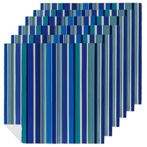 Stoffservietten, saugfähig, 6 Stück, waschbare Servietten, blaue Streifen, dekorative Stoffservietten, Tischzubehör für Partys, Hochzeiten, Cocktails Stoffservietten, saugfähig, 6 Stück, waschbare Servietten, blaue Streifen, dekorative Stoffservietten, Tischzubehör für Partys, Hochzeiten, Cocktails von FHECVBN